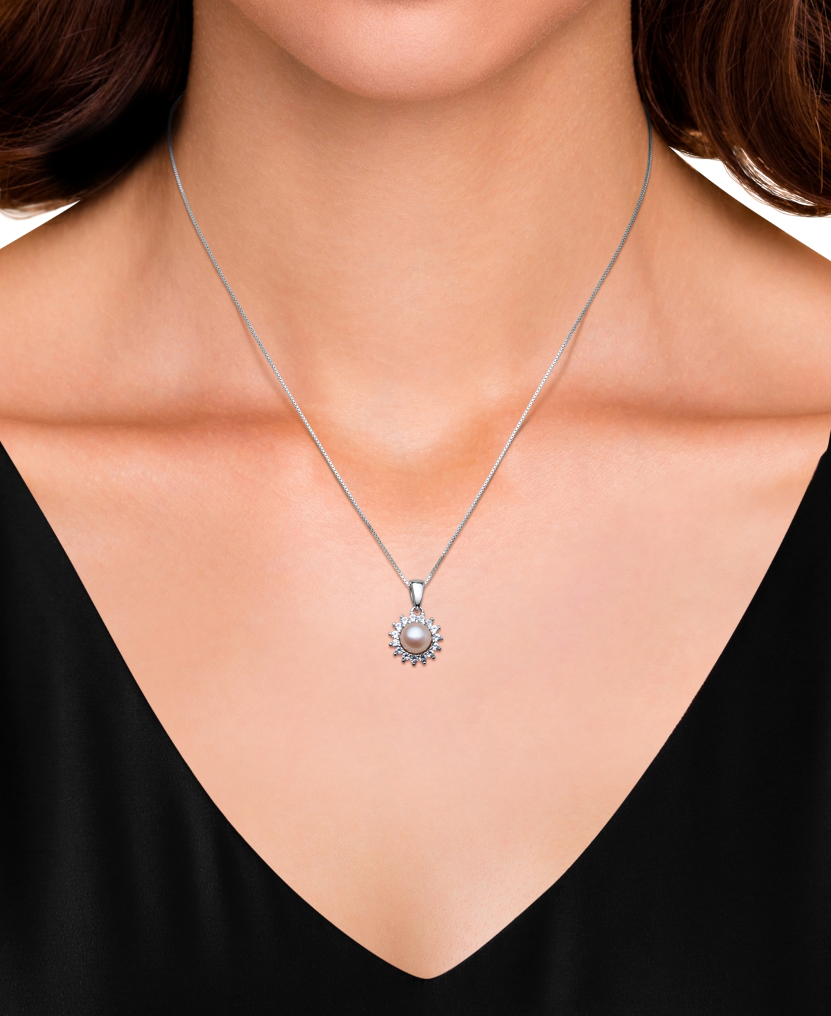 Shop Belle De Mer Dyed Black Peacock Cultured Freshwater Pearl (6-7mm) & Lab-created Sapphire (1-3/4 Ct. T.w.) Pendant In Pink