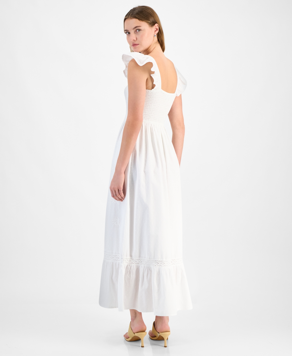 Shop And Now This Petite Flutter-sleeve Embroidered Maxi Dress, Exclusively At Macy's