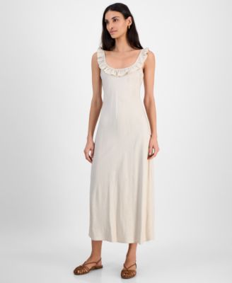And Now This - Women's Ruffle-Trim Scoop-Neck Slip Dress