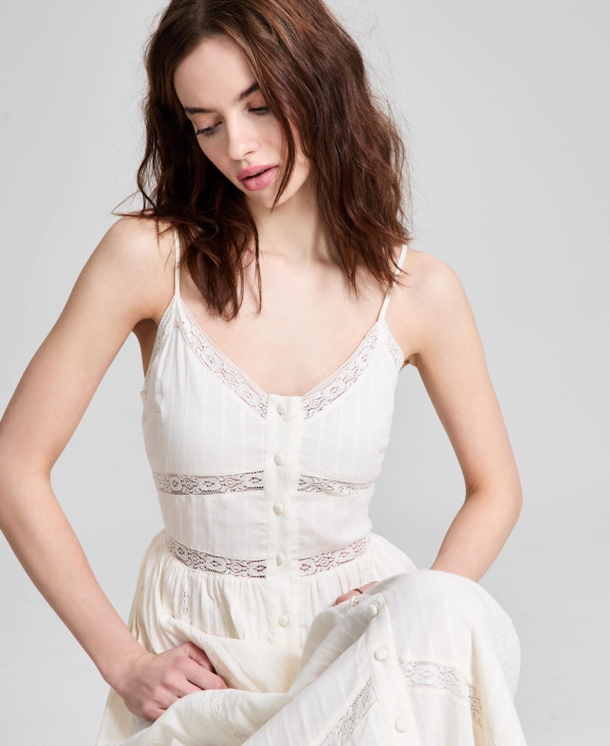 And Now This Women's Lace-inset Fit & Flare Maxi Dress, Exclusively At Macy's