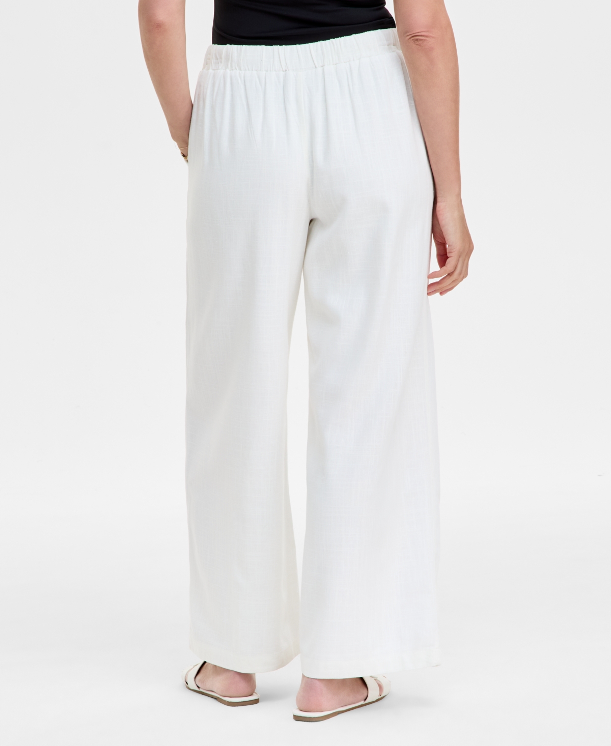 Jm Collection Women's Linen Blend Wide-leg Pull-on Pants, Exclusively At Macy's