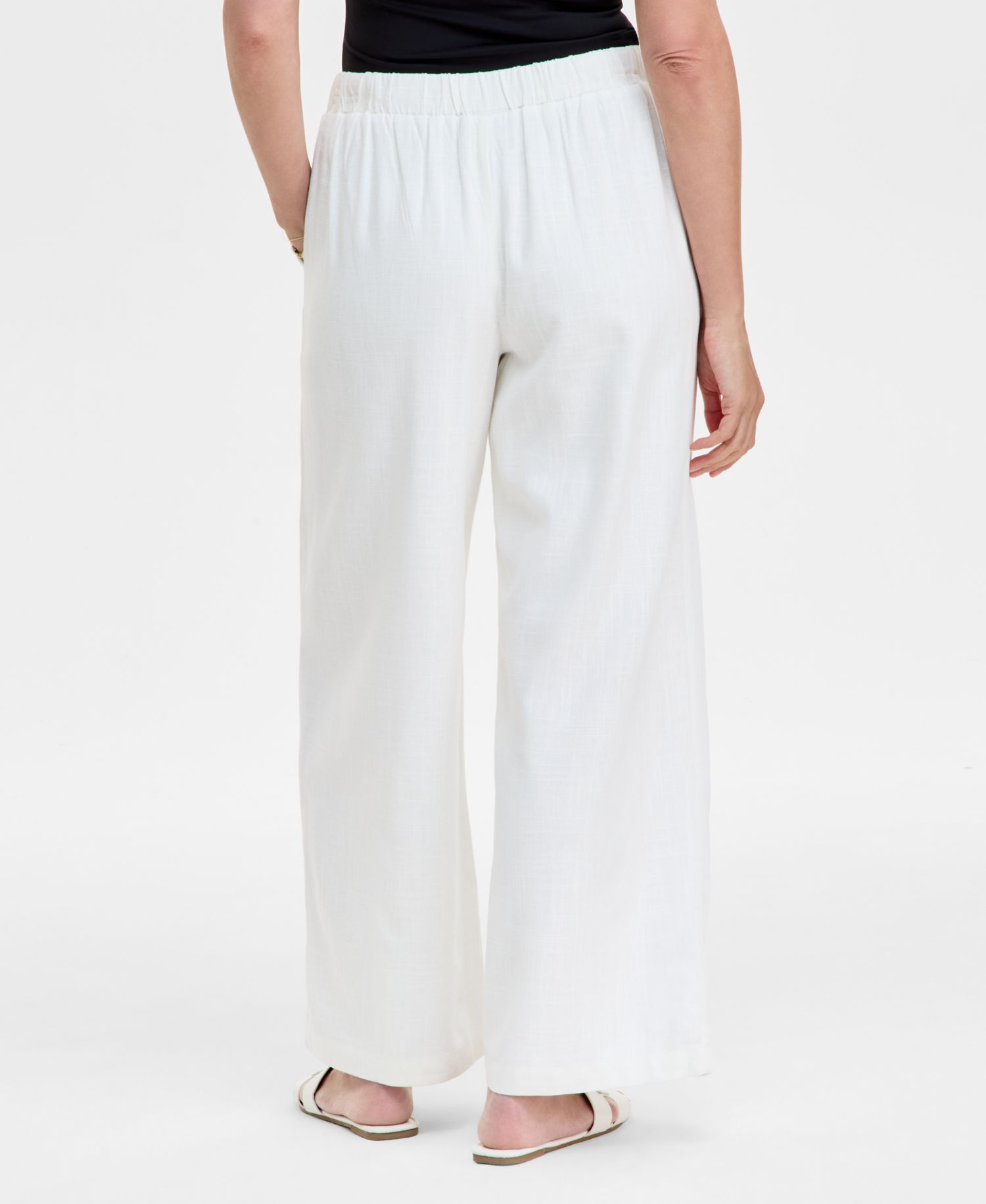 Women's Linen Blend Wide-Leg Pull-On Pants