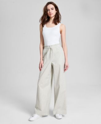 And Now This - Women's Cotton Tie-Waist Wide-Leg Pants