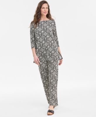 Womens Printed Boat Neck Tunic Pants Exclusively At Macys
