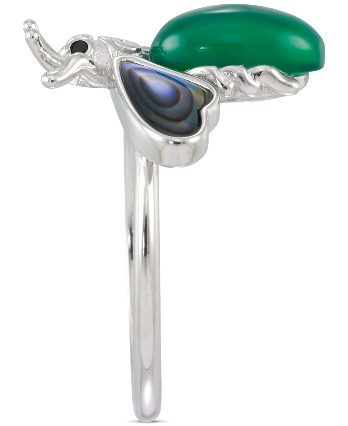 Macy's Abalone, Green Agate, & Marcasite Bee Ring In Sterling Silver In Marcasite