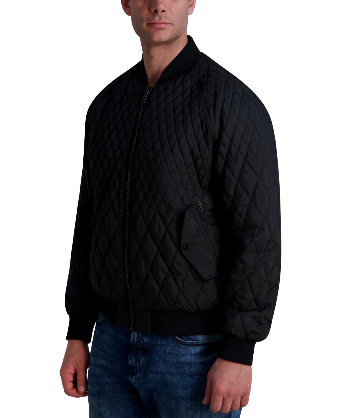 Karl Lagerfeld Men's Quilted Water-resistant Bomber Jacket In Black