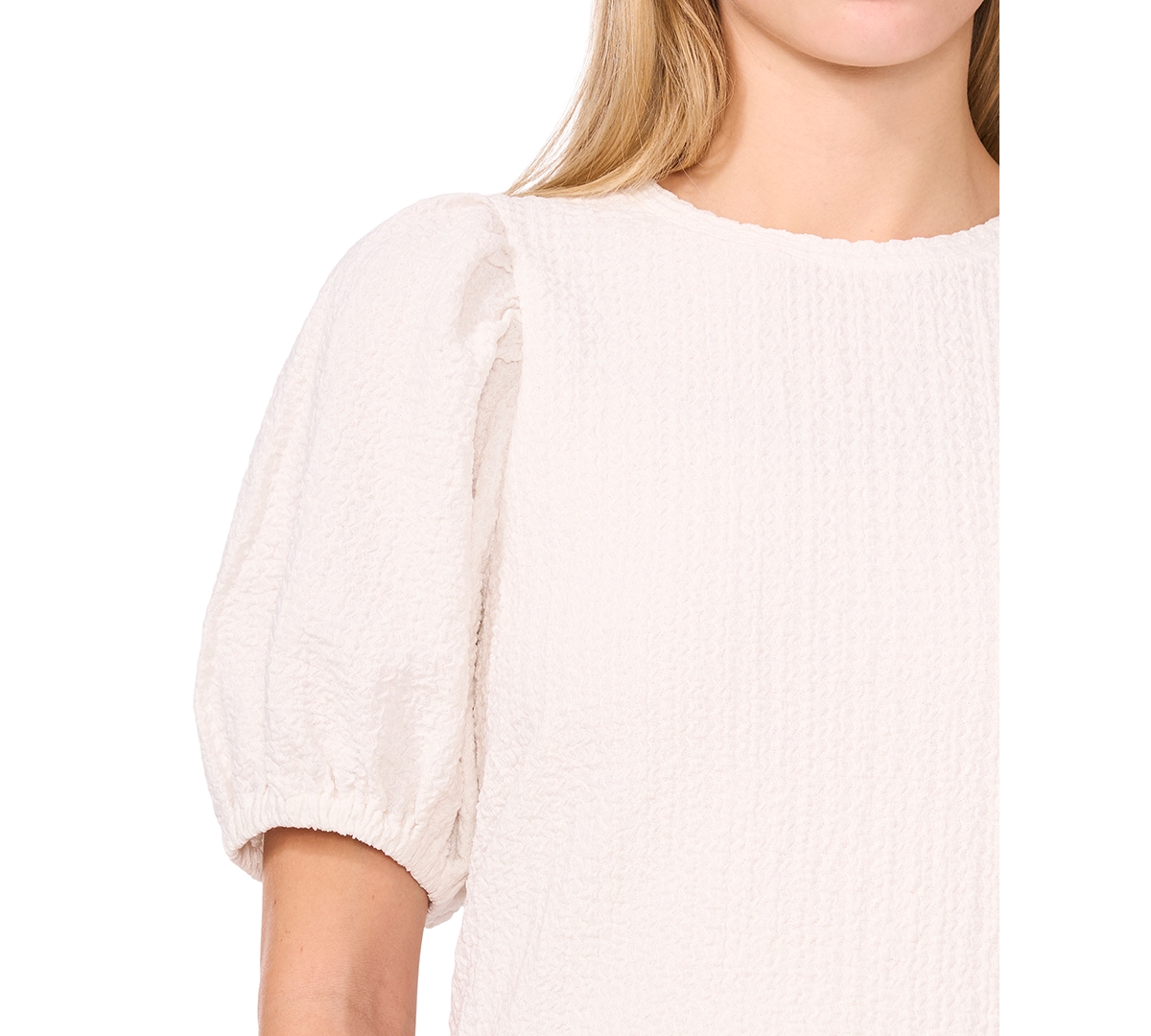 Shop Cece Women's Textured Puff-sleeve Top In New Ivory