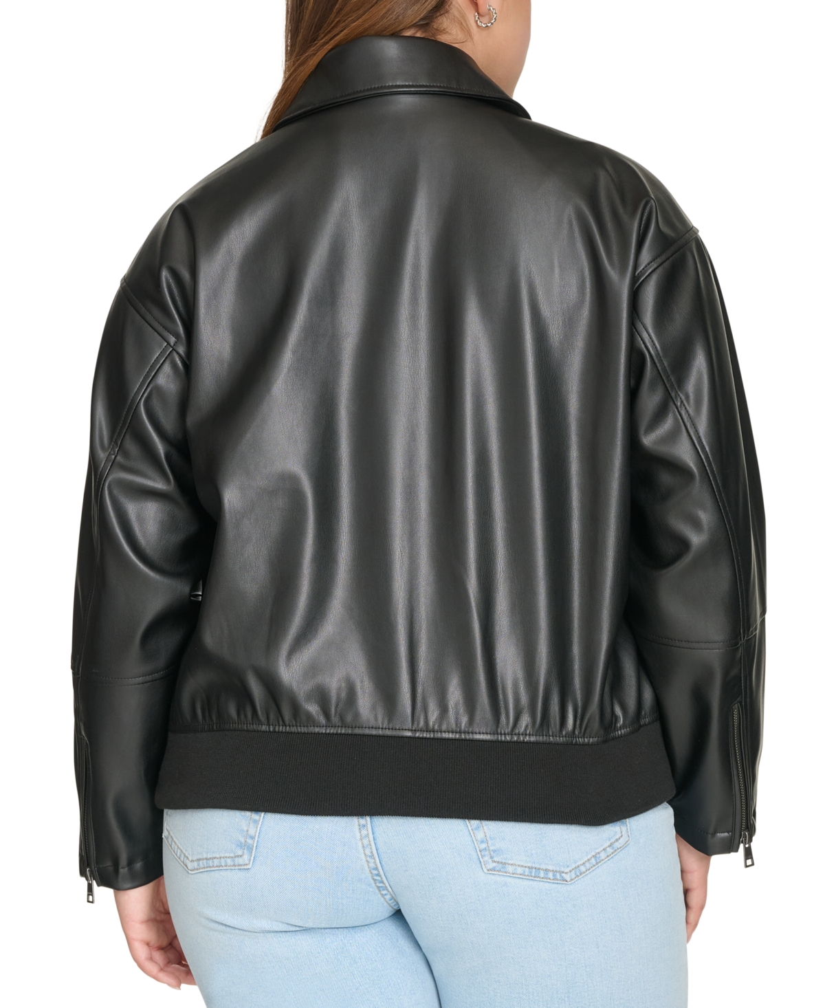 Levi's Plus Size Faux Leather Dad Bomber Jacket In Black
