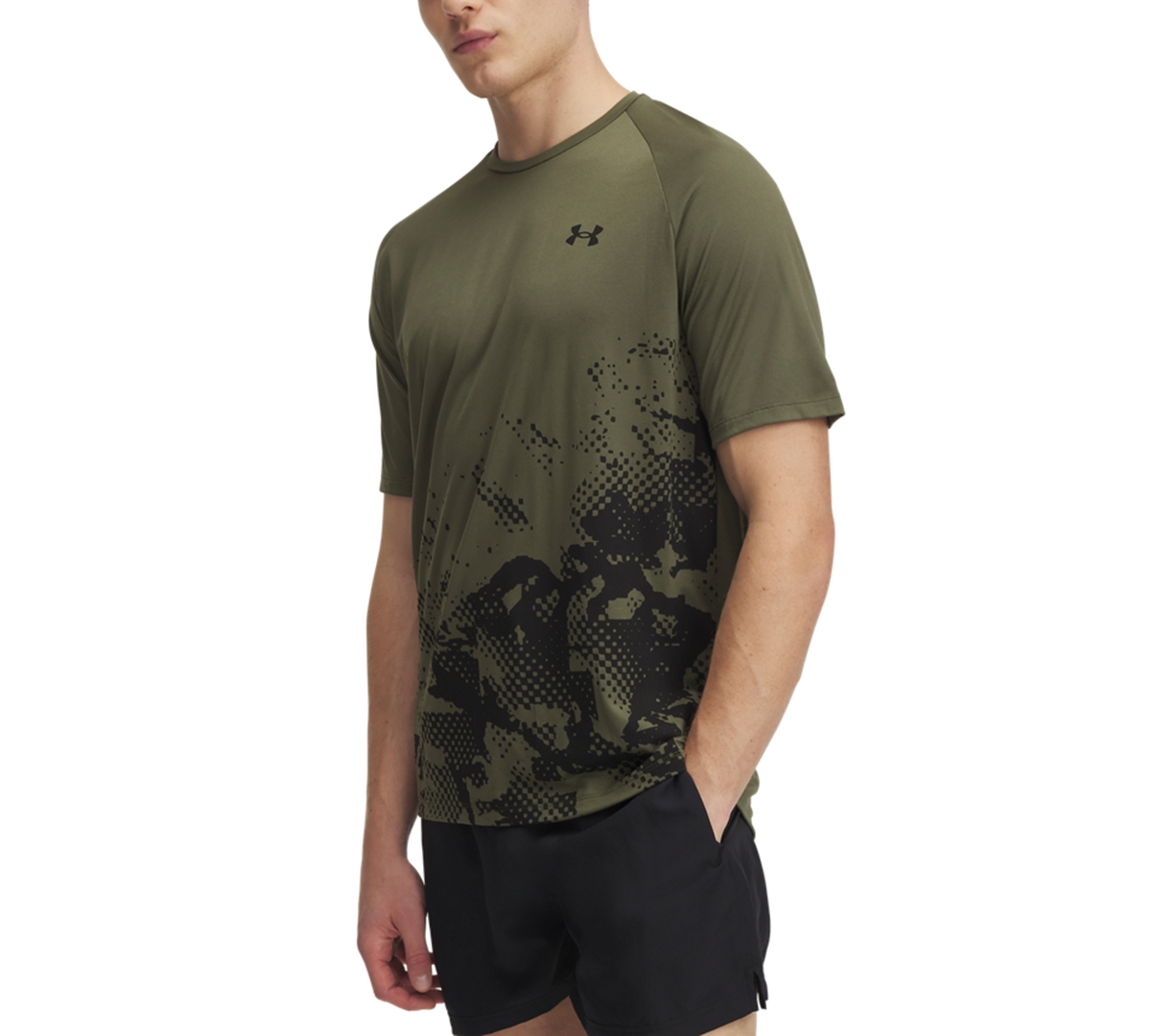 Under Armour Men's Ua Tech Graphic Print T-shirt In Marine Od Green,black,black