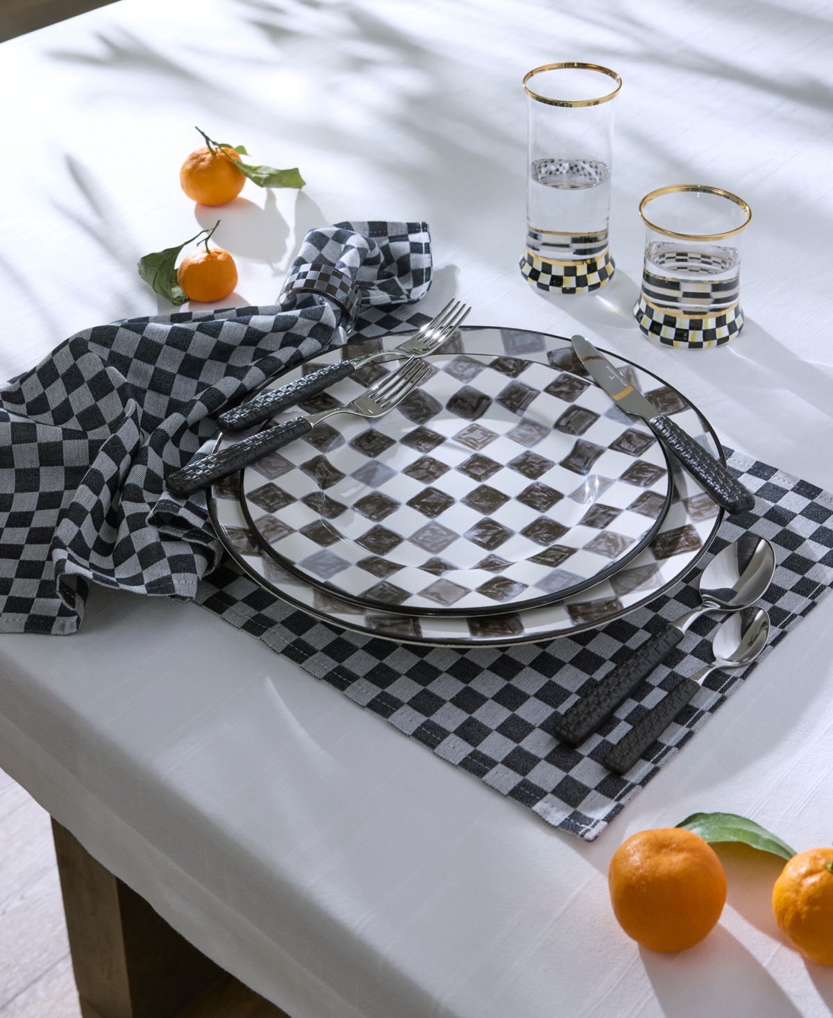 Mackenzie-childs Black Check Round Platter