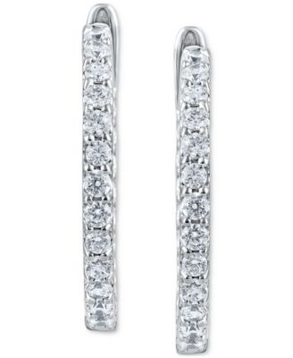Diamond Small Hoop Earrings (1 ct. t.w.) in 14K White or Yellow Gold