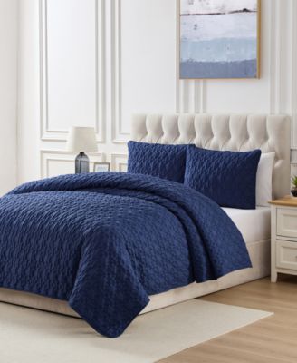 Leaf Solid Pinsonic Microfiber 3-Pc. Quilt Set, King