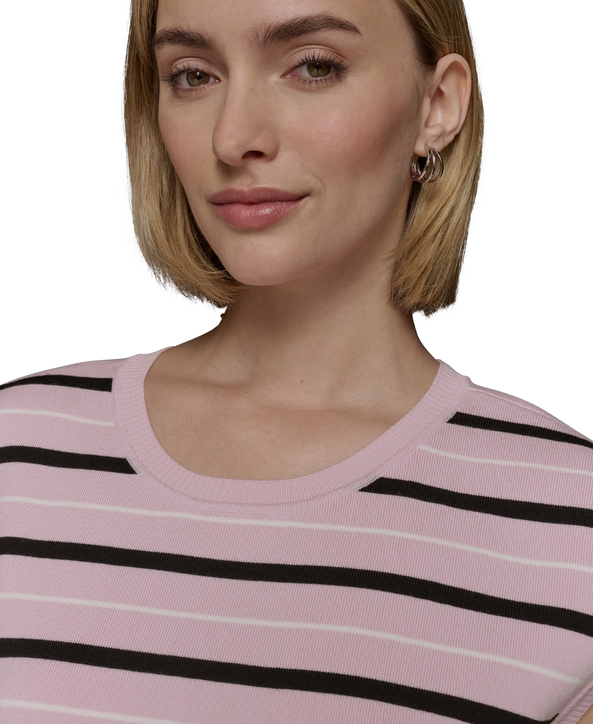 Karl Lagerfeld Striped Sleeveless Sweater In Parfait,black