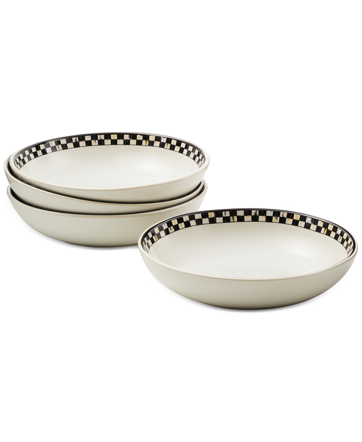 Shop Mackenzie-childs Courtly Check Everyday Pasta Bowls, Set Of 4