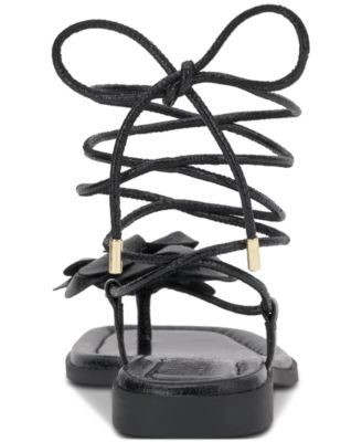 Gilma Flower Lace-Up Flat Sandals