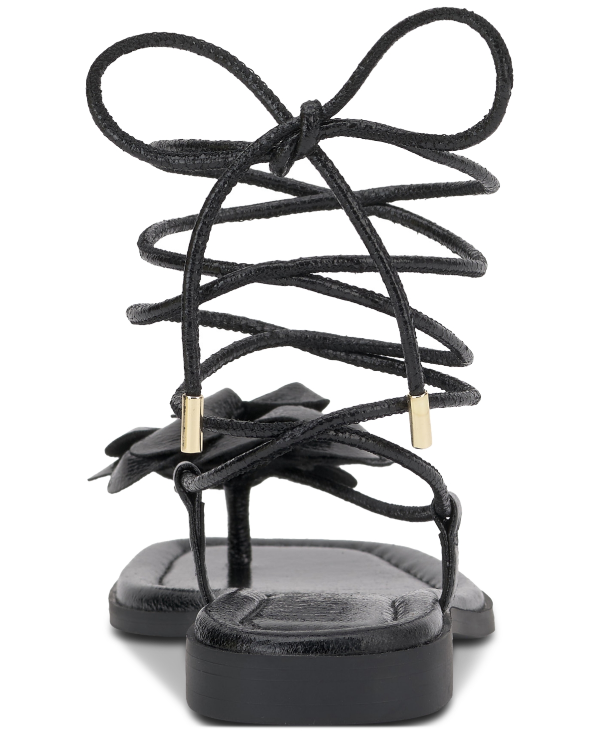 Inc International Concepts Women's Gilma Flower Flat Sandals, Created For Macy's In Black Smooth