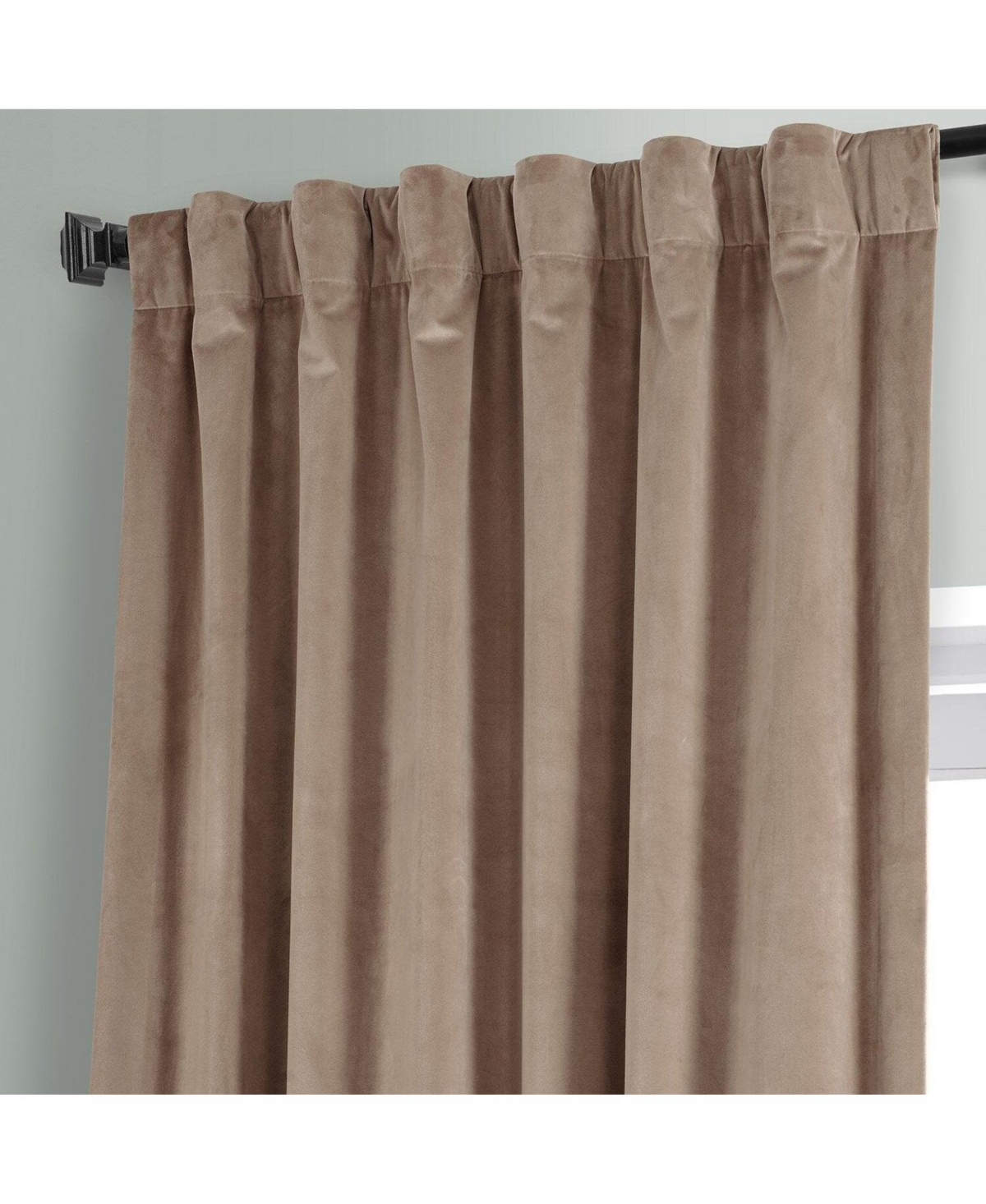 Half Price Drapes Pashmina Taupe Signature Plush Velvet Hotel Blackout Curtain In Beige,tan