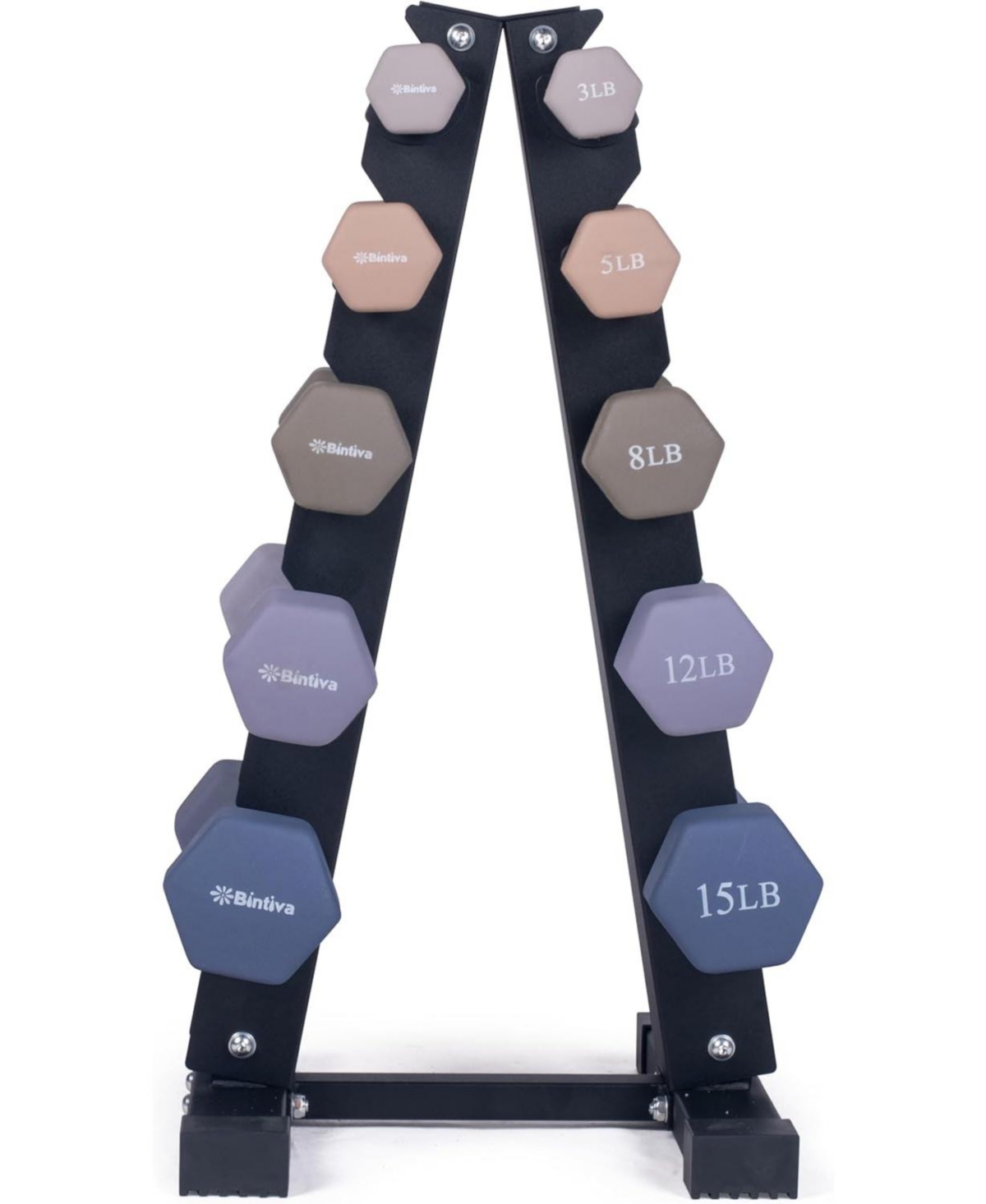 Bintiva Earthtone Dumbbell Kit With Stand