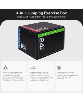 BalanceFrom Jumping Plyo Exercise Box 3 in 1 Home Gym Workout 10 Lbs, Multicolor