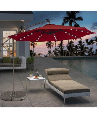 11ft Cantilever/Offset Hanging Patio Umbrella with Solar Light Included