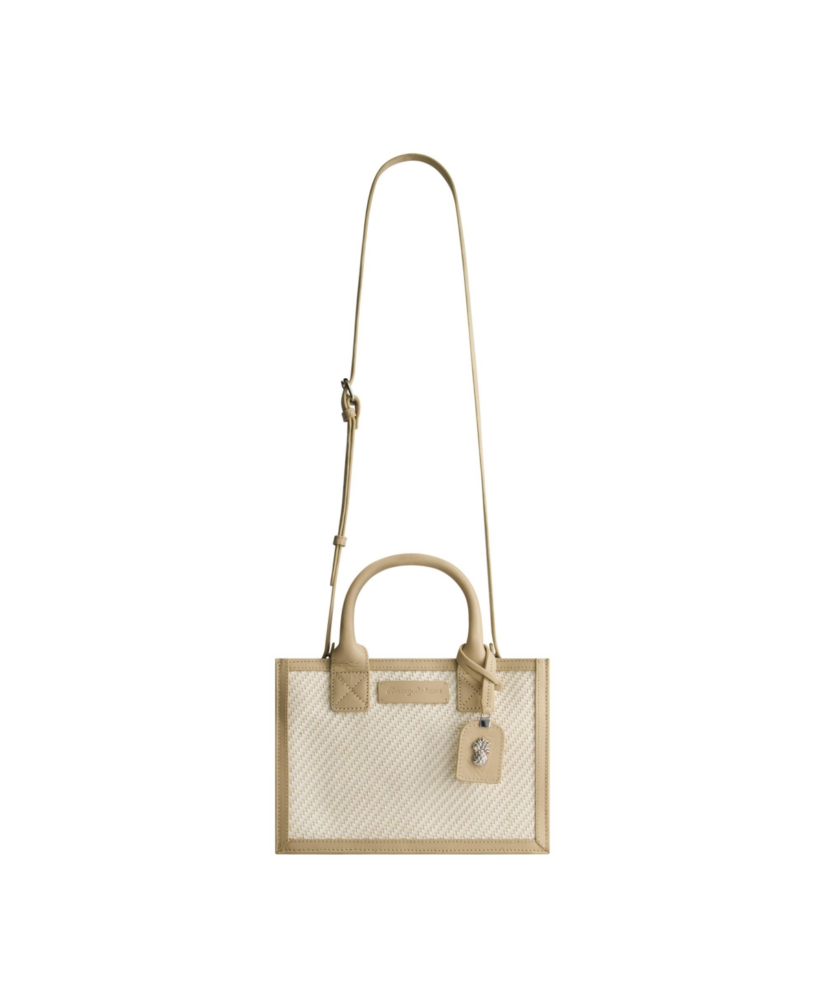 Soft Woven Modern Tote - Tan/white