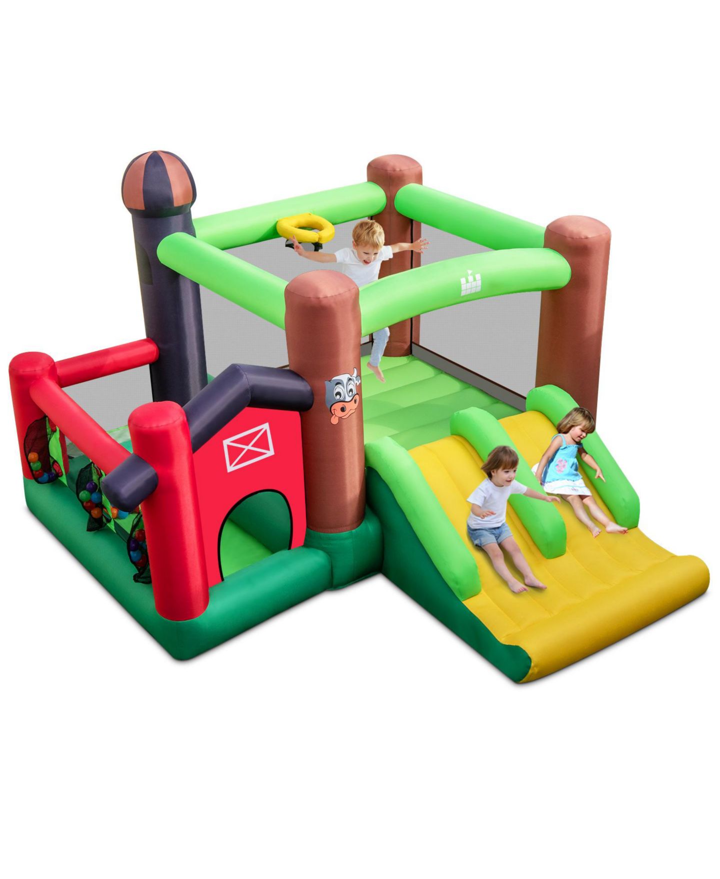 Детские игрушки Slickblue 6-in-1 Inflatable Bounce House with Double Slides without 735W Blower, цвет: Зелёный — фото 2
