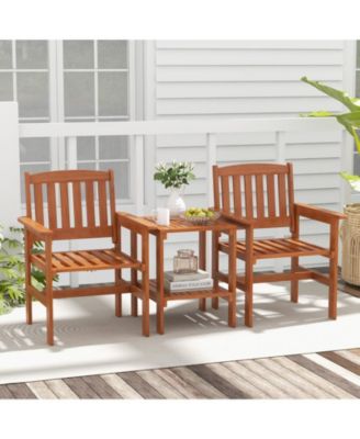 3 Piece Patio Bistro Table and Chairs Set with Umbrella Hole