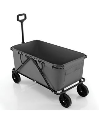 Collapsible Folding Wagon Cart with Adjustable Handle Heavy-Duty Utility Cart for Outdoor and Garden