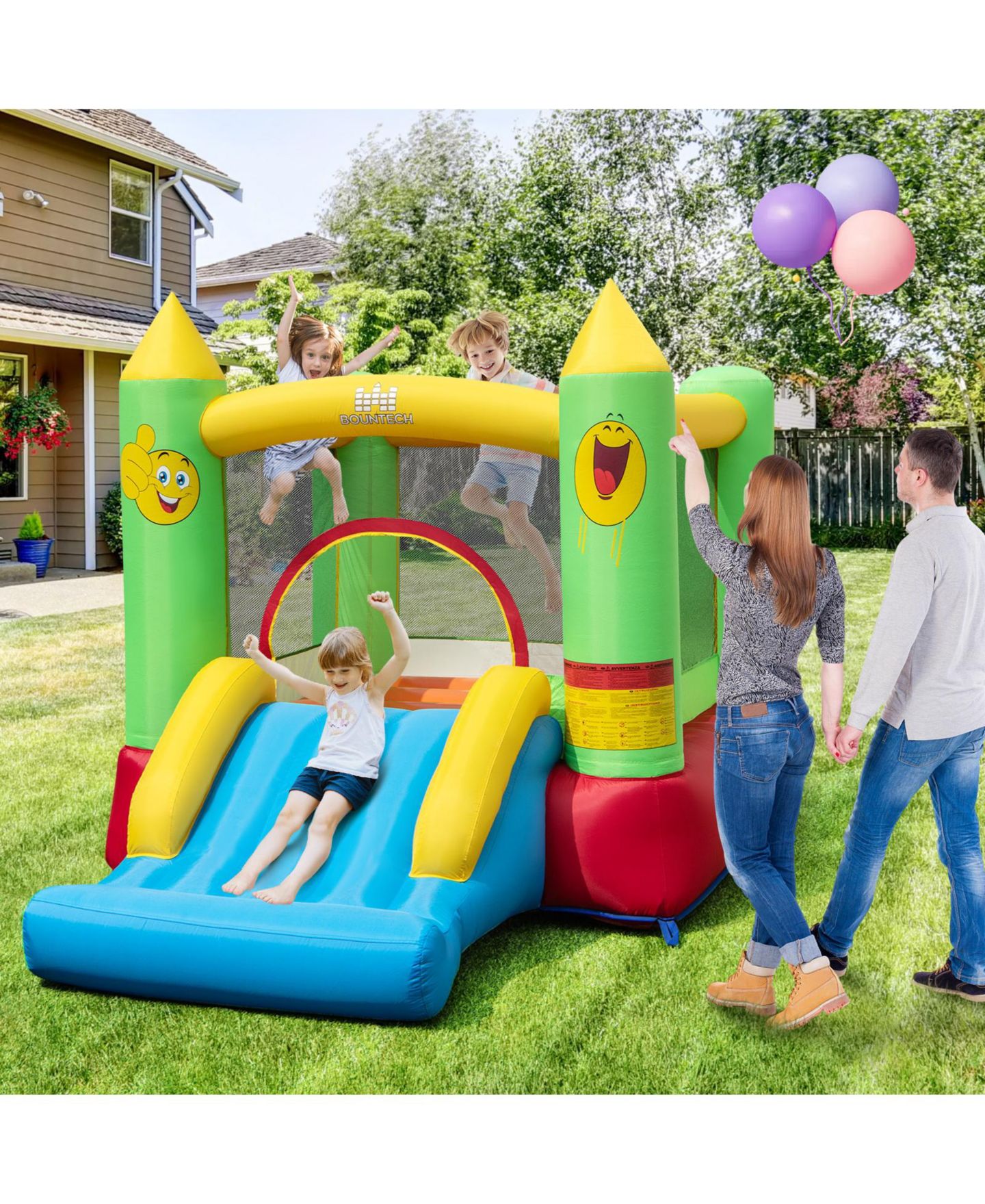 Детская игрушка Slickblue Inflatable Kids Bounce House Fun & Durable Blow-Up Bouncer for Outdoor Play, цвет: Разноцветный — фото 2