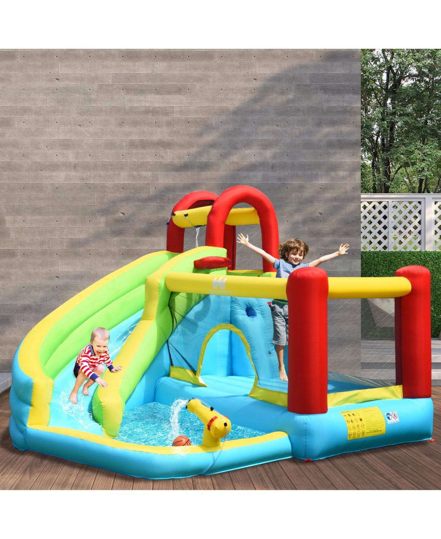 Детская игрушка Slickblue Inflatable Bounce House with Climbing Wall & Basketball Hoop, 11' x 10' x 8', от 3 лет, цвет: Разноцветный — фото 4