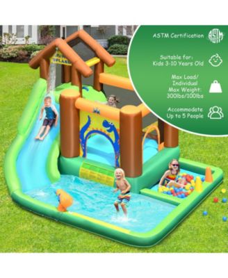 Inflatable Water Slide Bounce House with Climbing Wall Fun Outdoor Playset for Kids