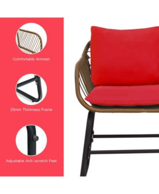 3-Piece Patio Bistro Set Cushioned Chairs & Glass Table for Deck, Balcony, or Garden