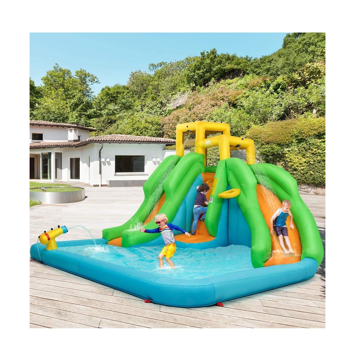 Детская игрушка Slickblue Inflatable Water Park Bounce House with Climbing Wall and Slide, For Up to 3 Players, Ages 3+, цвет: Разноцветный — фото 2