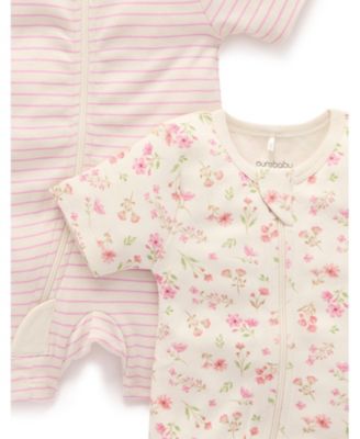 Baby Girls Short Sleeve 2 Pack Zip Coverall