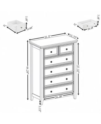 Modern 6-Drawer Dresser, Living Room Storage Cabinet, Farmhouse Organizer