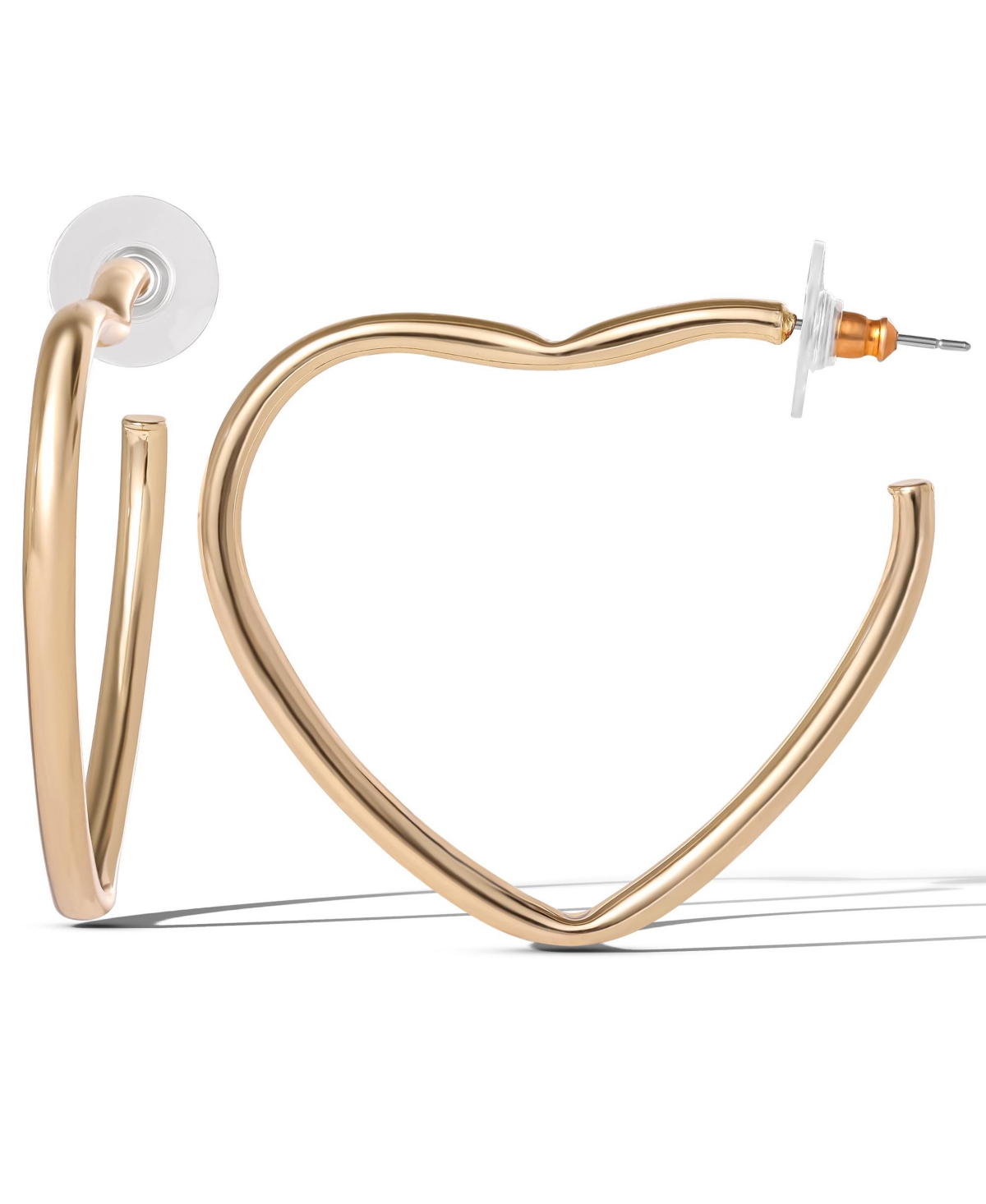 Gold-Tone Heart-Shaped Hoop Earrings â Valentines Gift Romantic and Stylish Fashion Hoops - Gold tone