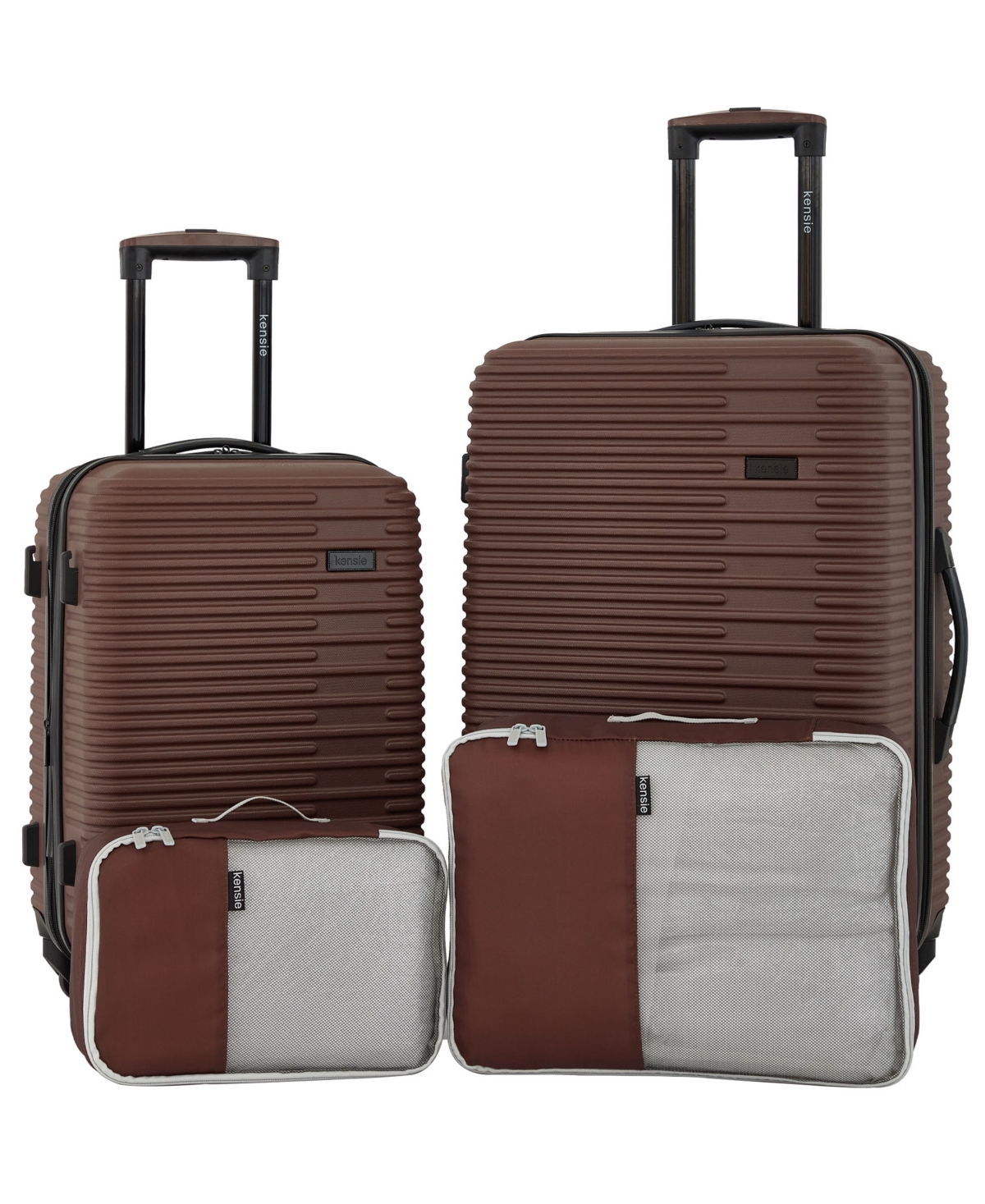Kensie Hillsboro Expandable Rolling Hardside Collection Set, 4 Piece In Cappuccino