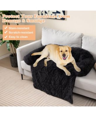47"x 45"x 33" Plush Calming Dog Couch Bed with Anti-Slip Bottom
