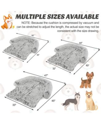 40"x 35"x 26" Plush Calming Dog Couch Bed with Anti-Slip Bottom