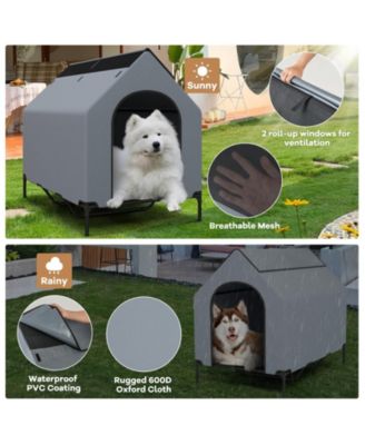 Large Outdoor Elevated Pet House with Ventilated Windows