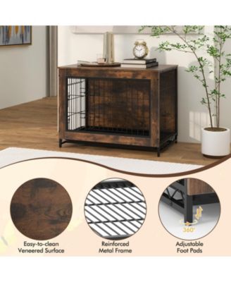 Dog Crate Furniture with Double Lockable Doors and Removable Pull-out Tray