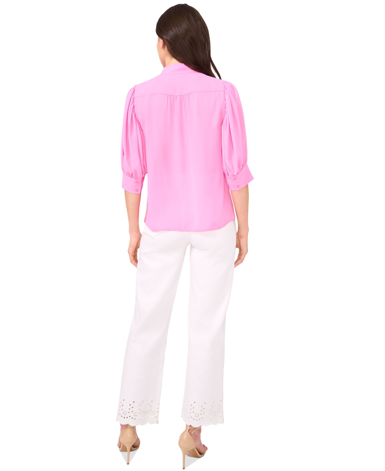 Women's 3/4-Sleeve Collared Button-Down Top