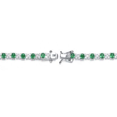 White Gold Plated with Colored Cubic Zirconia Tennis Bracelet