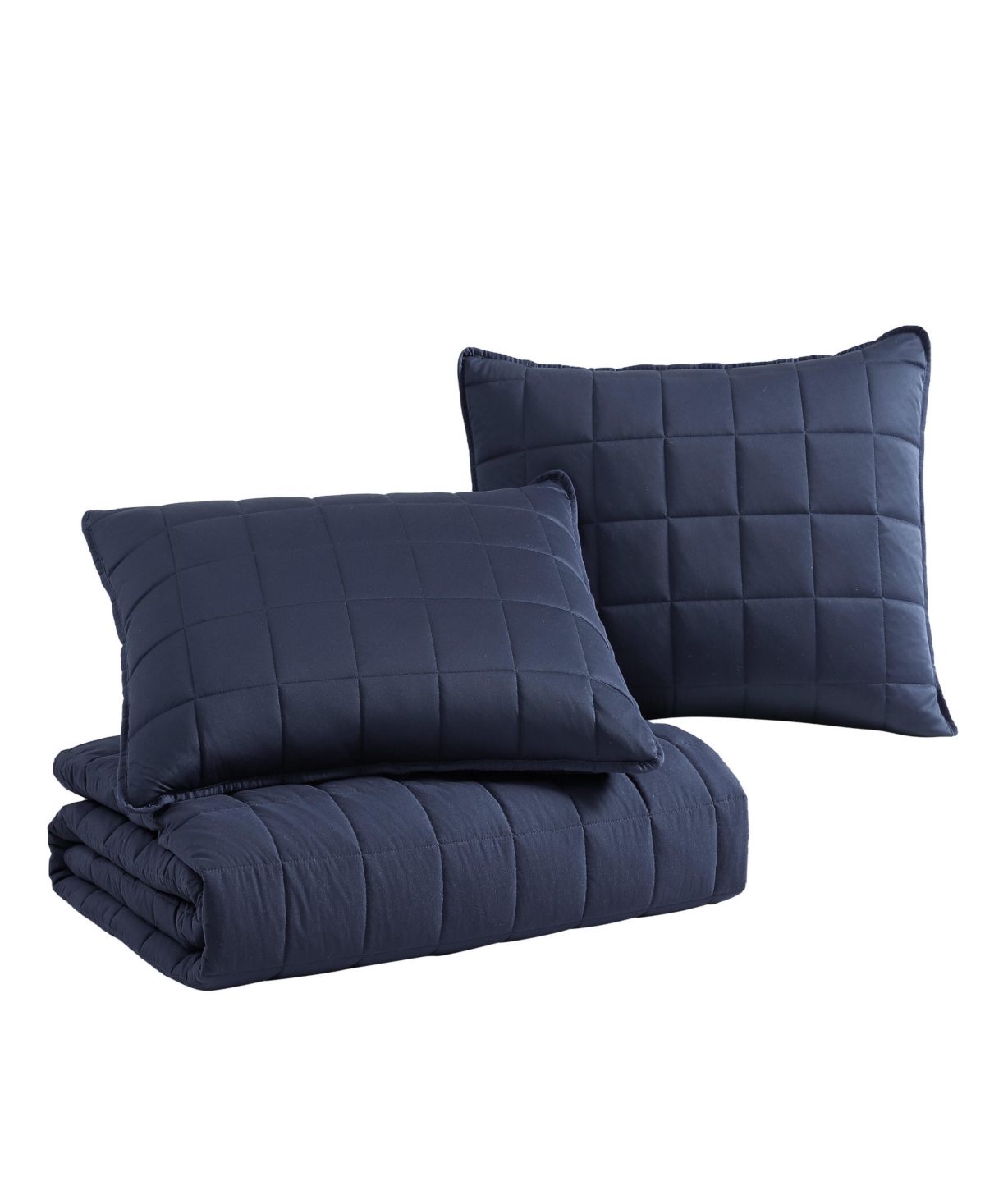 Shop Nautica Closeout!  Solid Brushed Micro Jersey 3-pc. Quilt Set, Full/queen In Captains Blue