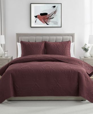 Solomun Pinsonic Damask 3-Pc. Quilt Set, Full/Queen