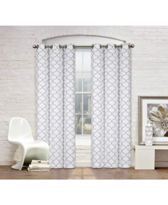 Shabby Chic Designed 2 Pack Premium Trellis Grommet Top Curtain Panels - 38 in. W x 84 in. L, Gray