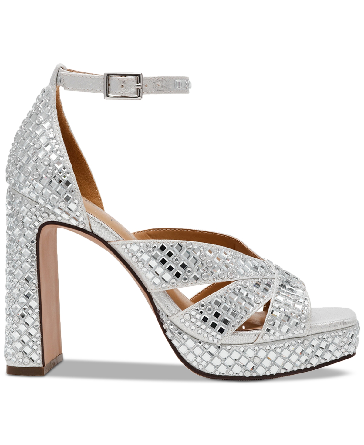 Shop Wild Pair Lydiaa Embellished Platform Dress Sandals, Exclusively At Macy's In Silver Bling