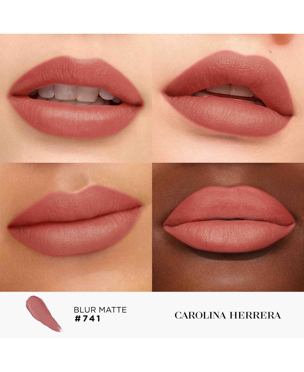 Carolina Herrera Fabulous Kiss Blur Matte Refillable Lipstick & Purple Dream Lipstick Cap In 741- Nude Supreme