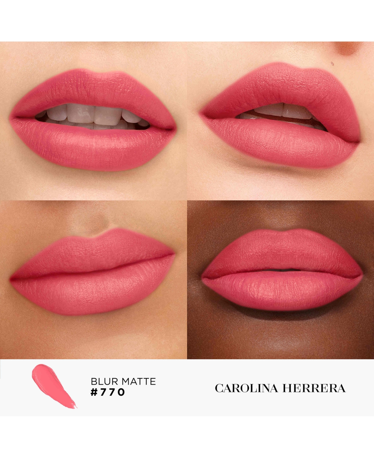 Carolina Herrera Fabulous Kiss Blur Matte Refillable Lipstick & Purple Dream Lipstick Cap In 770- Nude Alert