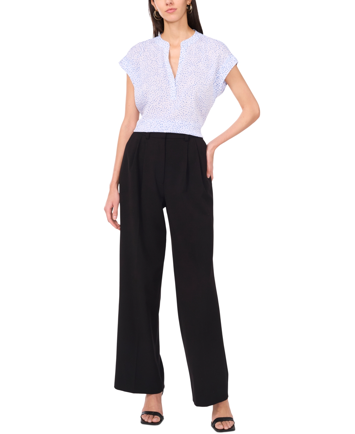 VINCE CAMUTO WOMEN'S SPLIT-NECK CAP-SLEEVE TOP 